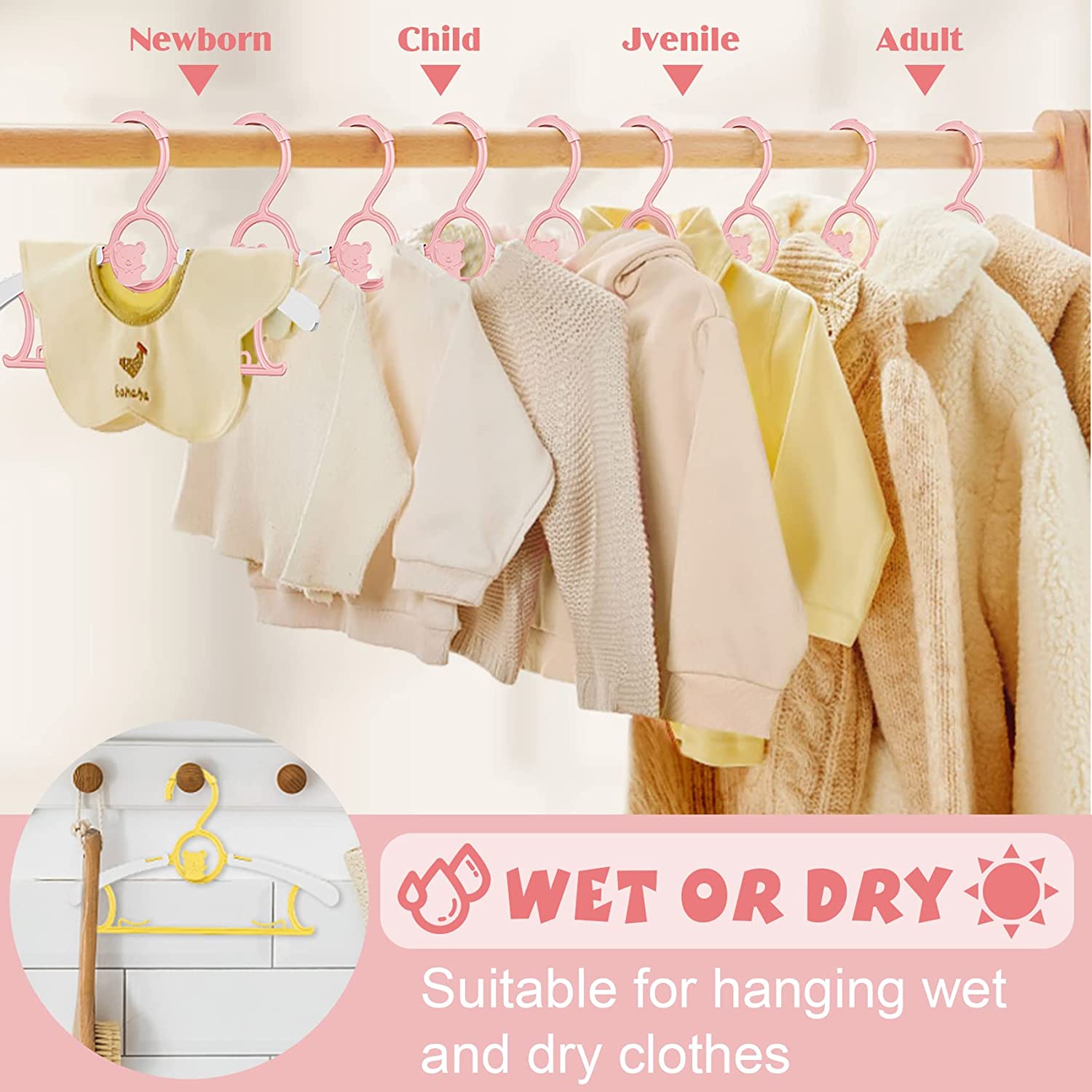 UNTIOR Non-slip Baby Clothes H - Baby Clothing Hanging Rack 评论和价格